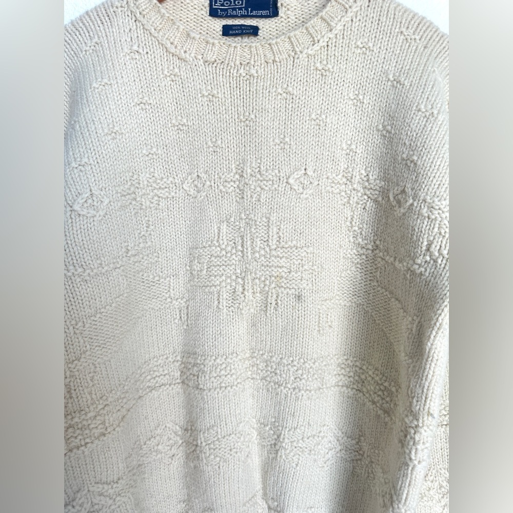 Vintage 90s Polo Ralph Lauren 100% wool hand‎ knit reindeer snowflake sweater - Picture 15 of 17